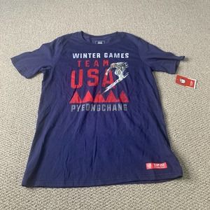 Winter Games Team USA Boys T Shirt Size Large 14/16 Blue Olympics‎ Pyeongchang